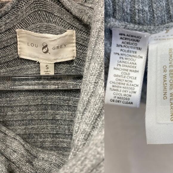 Lou & Grey gray ribbed off the shoulder soft sweater Size Small tunic length - Picture 4 of 12